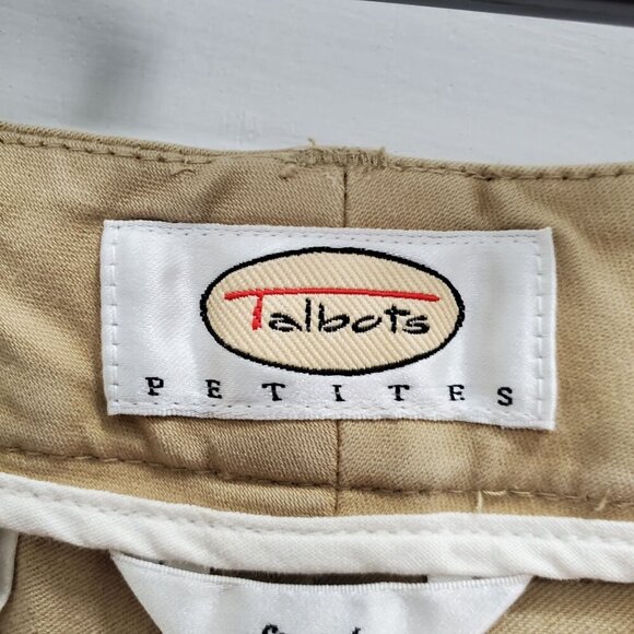 Talbots Petite Tan Stretch Cropped Leg Flat Front Khaki Uniform Pants Size 12 - Picture 4 of 8